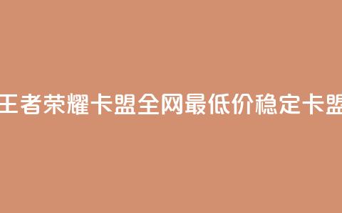 王者荣耀卡盟全网最低价稳定卡盟 - 王者荣耀卡盟价格优惠，高质量服务保障！ 第1张