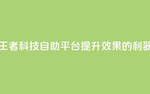 王者科技自助平台:提升SEO效果的利器 第1张 王者科技自助平台:提升SEO效果的利器 第1张