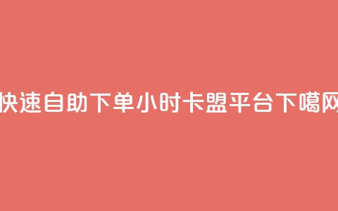 快速自助下单 24小时卡盟平台 第1张 快速自助下单 24小时卡盟平台 第1张