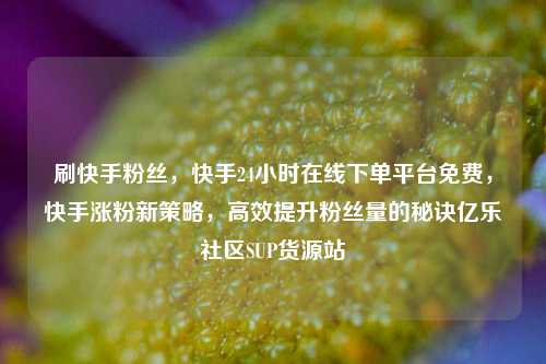 刷快手粉丝	，快手24小时在线下单平台免费，快手涨粉新策略，高效提升粉丝量的秘诀亿乐社区SUP货源站  第1张