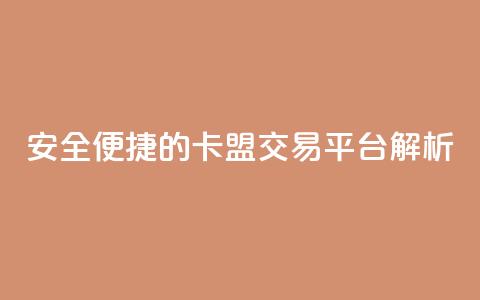 安全便捷的卡盟交易平台解析 第1张 安全便捷的卡盟交易平台解析 第1张