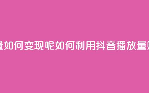 抖音播放量如何变现呢(如何利用抖音播放量赚钱)  第1张