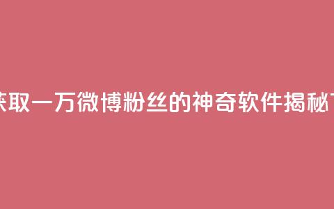 一元获取一万微博粉丝的神奇软件揭秘 第1张 一元获取一万微博粉丝的神奇软件揭秘 第1张