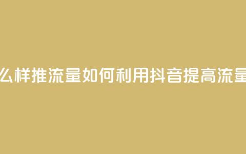 抖音怎么样推流量(如何利用抖音提高流量)  第1张