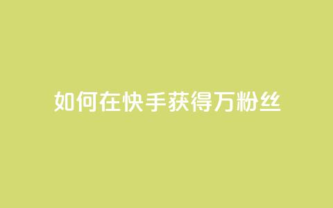 如何在快手获得1万粉丝? 第1张 如何在快手获得1万粉丝? 第1张