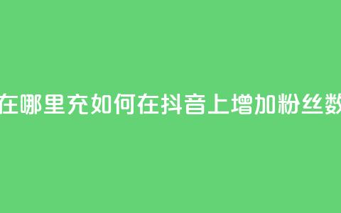 抖音粉丝在哪里充 - 如何在抖音上增加粉丝数量?~ 第1张 抖音粉丝在哪里充 - 如何在抖音上增加粉丝数量?~ 第1张