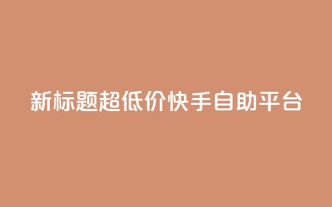 新标题：超低价快手自助平台  第1张