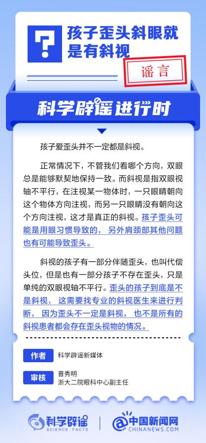 中新真探：孩子歪头斜眼就是有斜视吗？  第2张