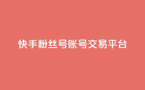 快手粉丝号账号交易平台 - 快手粉丝号交易平台，简便全面的账号转让服务！~  第1张