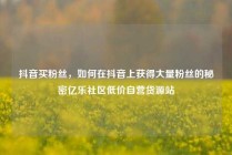 抖音买粉丝，如何在抖音上获得大量粉丝的秘密亿乐社区低价自营货源站