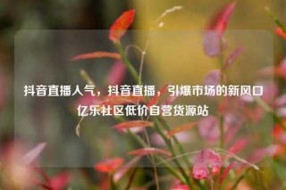 抖音直播人气，抖音直播，引爆市场的新风口亿乐社区低价自营货源站