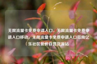 无限流量卡免费申请入口，无限流量卡免费申请入口移动，无限流量卡免费申请入口指南亿乐社区低价自营货源站
