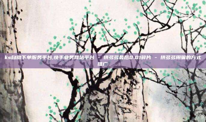 ks自助下单服务平台,快手业务网站平台 - 拼多多最后0.01碎片 拼多多用骗的方式推广  第1张