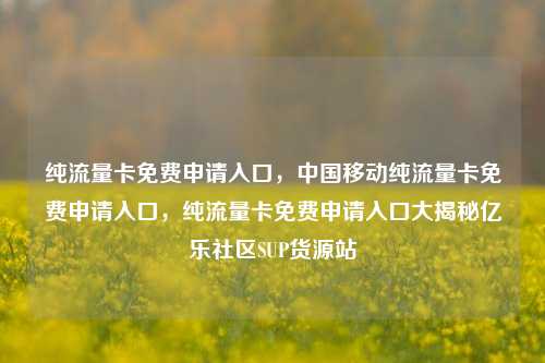 纯流量卡免费申请入口	，中国移动纯流量卡免费申请入口，纯流量卡免费申请入口大揭秘亿乐社区SUP货源站  第1张