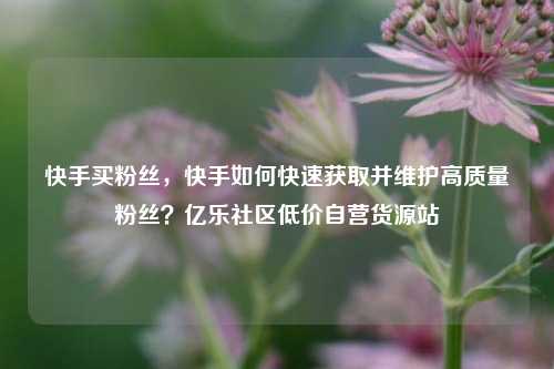 快手买粉丝	，快手如何快速获取并维护高质量粉丝？亿乐社区低价自营货源站  第1张
