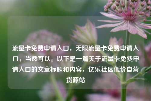 流量卡免费申请入口，无限流量卡免费申请入口，当然可以。以下是一篇关于流量卡免费申请入口的文章标题和内容，亿乐社区低价自营货源站  第1张