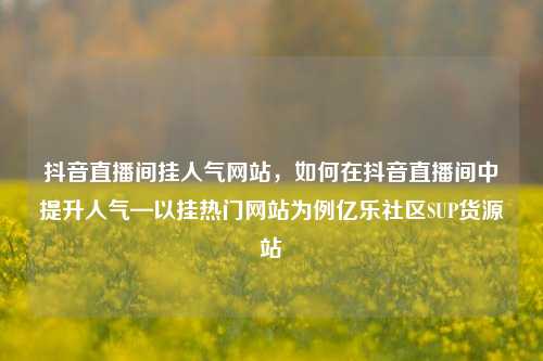 抖音直播间挂人气网站，如何在抖音直播间中提升人气—以挂热门网站为例亿乐社区SUP货源站  第1张