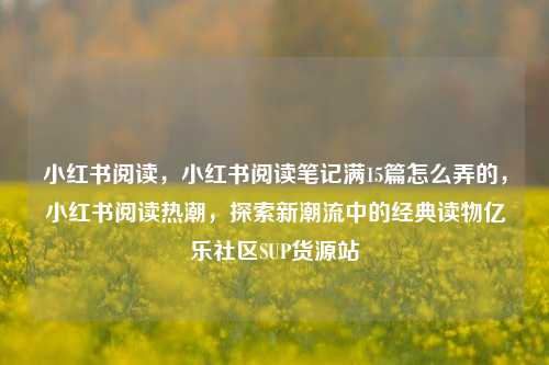 小红书阅读	，小红书阅读笔记满15篇怎么弄的，小红书阅读热潮，探索新潮流中的经典读物亿乐社区SUP货源站  第1张