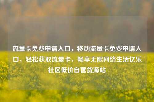 流量卡免费申请入口	，移动流量卡免费申请入口，轻松获取流量卡，畅享无限网络生活亿乐社区低价自营货源站  第1张