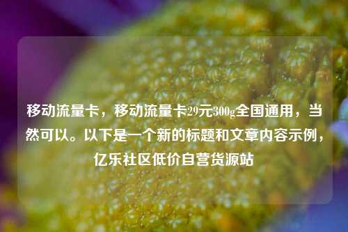 移动流量卡，移动流量卡29元300g全国通用	，当然可以	。以下是一个新的标题和文章内容示例，亿乐社区低价自营货源站  第1张