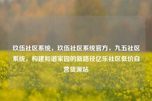 玖伍社区系统，玖伍社区系统官方	，九五社区系统，构建和谐家园的新路径亿乐社区低价自营货源站  第1张