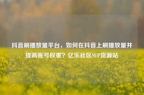 抖音刷播放量平台	，如何在抖音上刷播放量并提高账号权重？亿乐社区SUP货源站  第1张