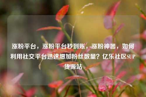 涨粉平台	，涨粉平台秒到账，涨粉神器，如何利用社交平台迅速增加粉丝数量？亿乐社区SUP货源站  第1张