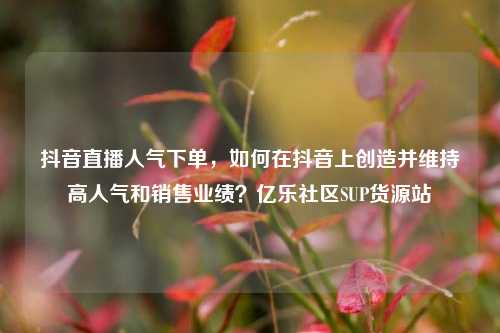 抖音直播人气下单，如何在抖音上创造并维持高人气和销售业绩？亿乐社区SUP货源站  第1张