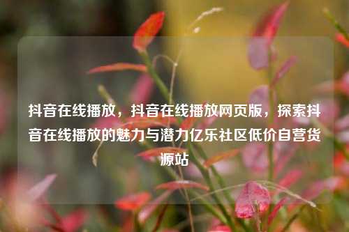 抖音在线播放	，抖音在线播放网页版，探索抖音在线播放的魅力与潜力亿乐社区低价自营货源站  第1张