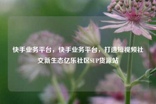 快手业务平台，快手业务平台，打造短视频社交新生态亿乐社区SUP货源站  第1张