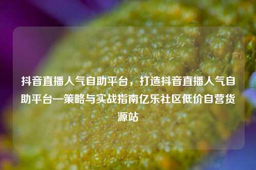 抖音直播人气自助平台	，打造抖音直播人气自助平台—策略与实战指南亿乐社区低价自营货源站  第1张